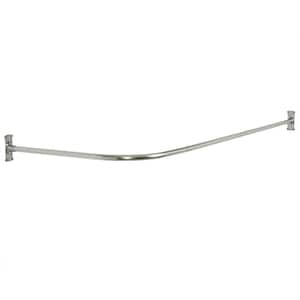 Commercial No Rust 66 in. Aluminum L Shaped Shower Rod with Vertical Ceiling Support in Polished Chrome