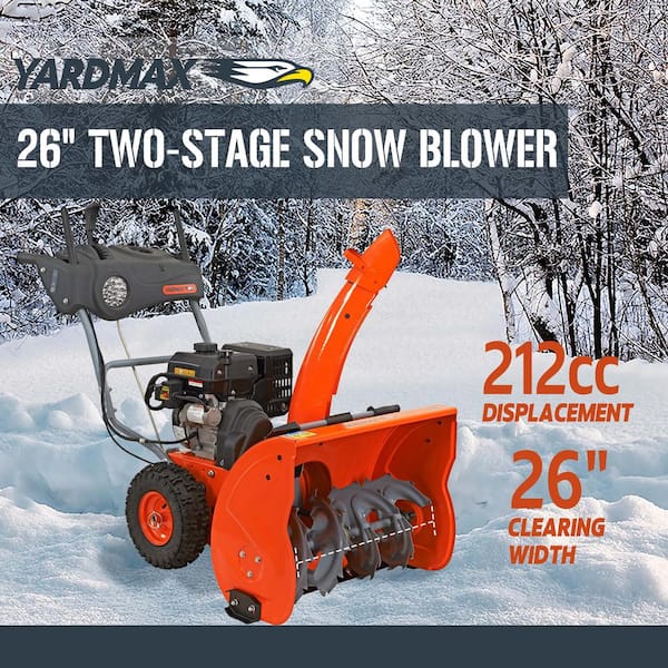 26 in. 212 cc Two-stage Self-propelled Gas Snow Blower with Push-button Electric Start and Headlight