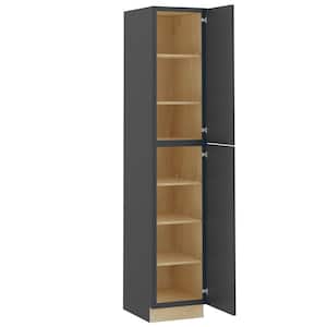 Grayson Deep Onyx Painted Plywood Shaker Assembled Pantry Kitchen Cabinet Soft Close Right 18 in W x 24 in D x 96 in H