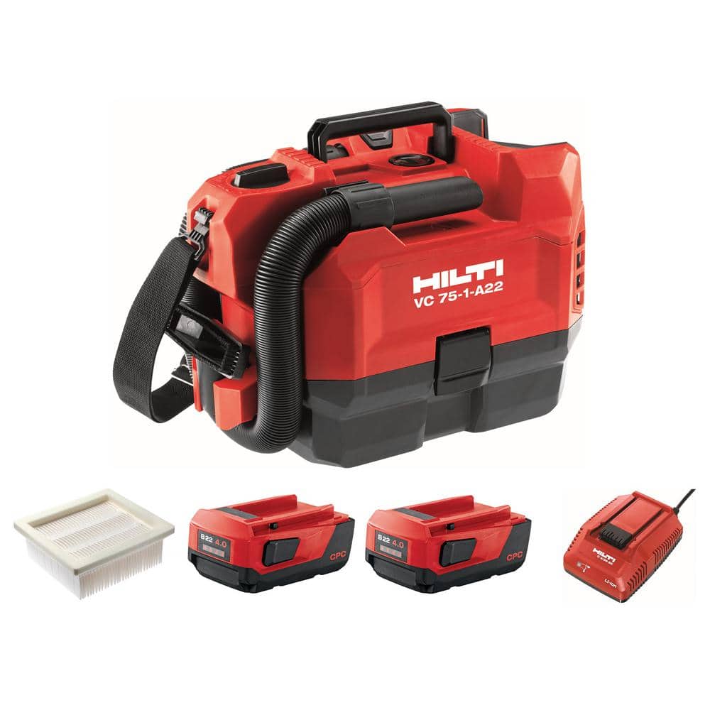 Hilti 22-Volt VC 75-1-A22 3.5 Gal. 75 CFM 4.0 Li-ion Cordless Vacuum with HEPA and Dry Filters (Battery and Charger Included) -  3590199