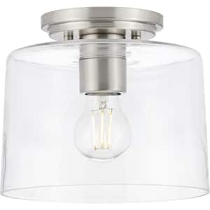 Adley Collection 1-Light Brushed Nickel Clear Glass New Traditional Flush Mount Light