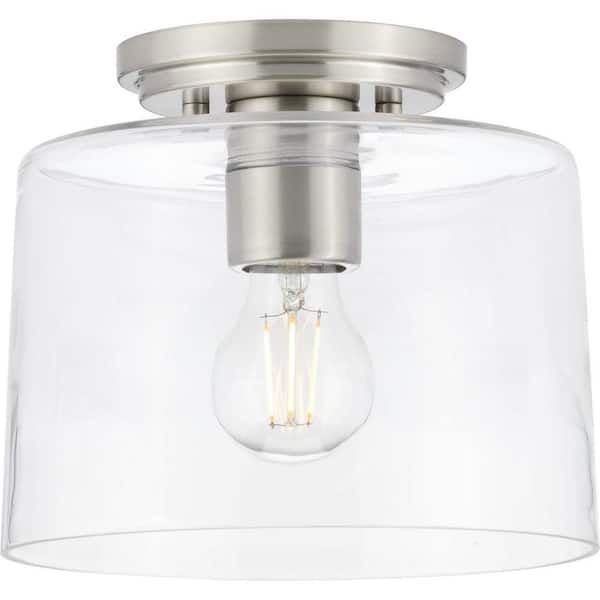 Progress Lighting Adley Collection 1-Light Brushed Nickel Clear Glass New Traditional Flush Mount Light