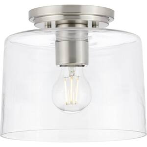 Adley Collection 1-Light Brushed Nickel Clear Glass New Traditional Flush Mount Light