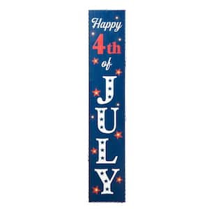 42.5 in. H Lighted Wooden Happy July 4th Porch Sign