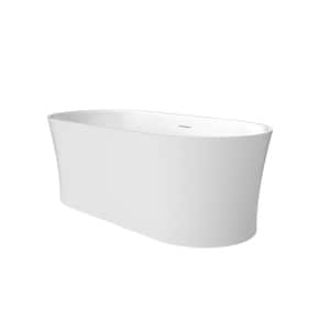 Royce 67 in. x 32 in. Soaking Bathtub with Center Drain in White/Polished Chrome