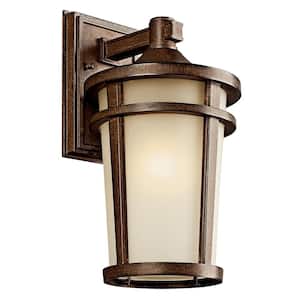 Atwood 14.25 in. 1-Light Brownst1 Outdoor Hardwired Wall Lantern Sconce with No Bulbs Included (1-Pack)