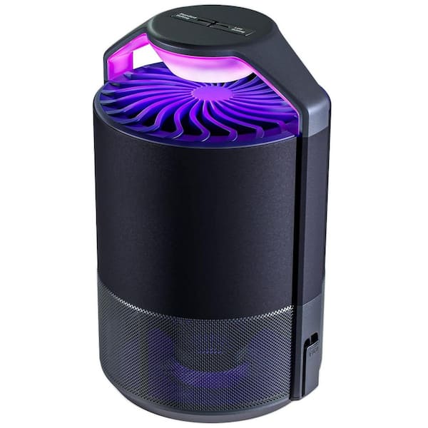 Black Indoor Insect Trap, Catcher Killer for Mosquitos, Gnats, Moths, Fruit Flies with Suction, Bug Light, Sticky Glue