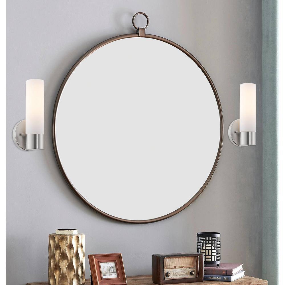 Brushed Nickel 10" Modern Wall Sconce with Frosted Glass Shade