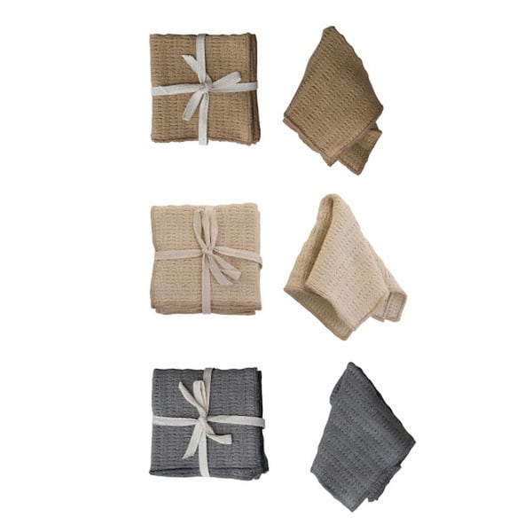 Storied Home Woven Cotton Slub Dish Cloths in Multicolor (Set of 3)