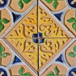 Green/Blue/Yellow H11 4 in. x 4 in.Vinyl Peel and Stick Tile (24 Tiles, 2.67 sq.ft./pack)