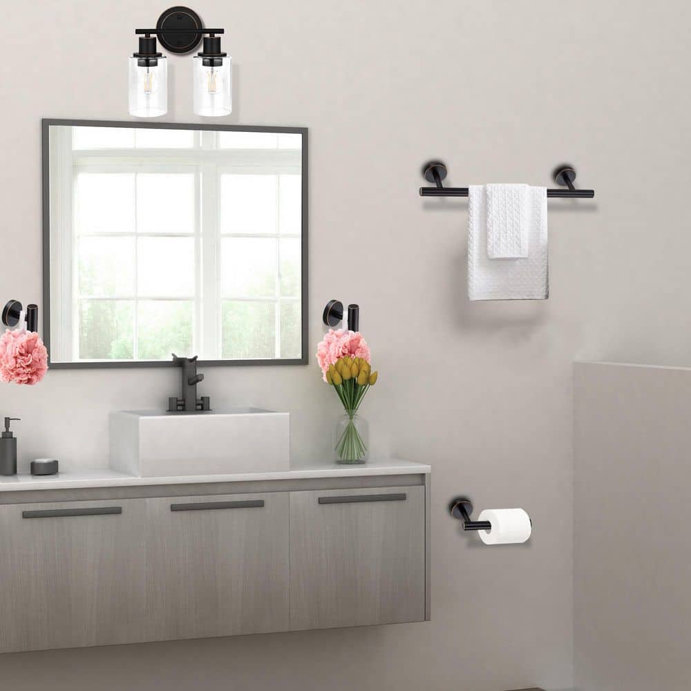 Luna 10.4 in. 2-Light Oil Rubbed Bronze Vanity Light Fixture with Clear Glass Shade, (5-Sets) price history on PriceWatchPro