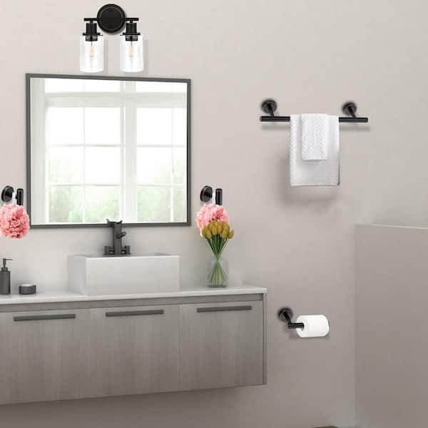 Hukoro Luna 10.4 in. 2-Light Oil Rubbed Bronze Vanity Light Fixture with Clear Glass Shade, (5-Sets)