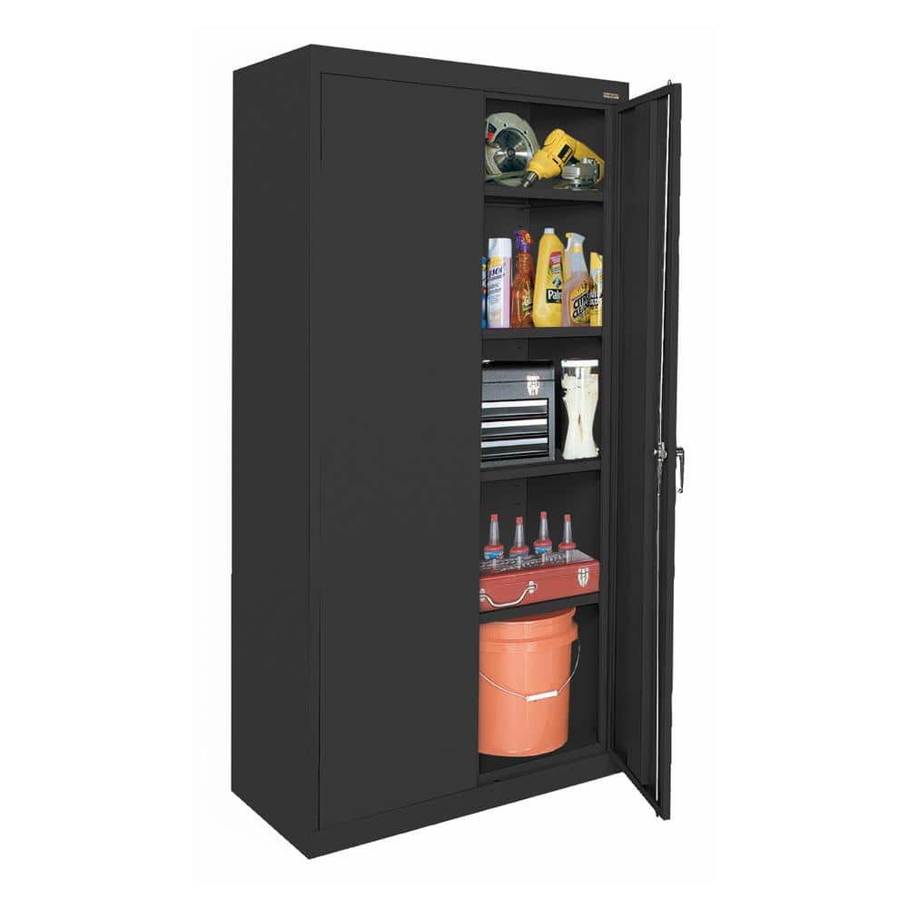 Black Freestanding Lockable Office Cabinet with Adjustable Shelving