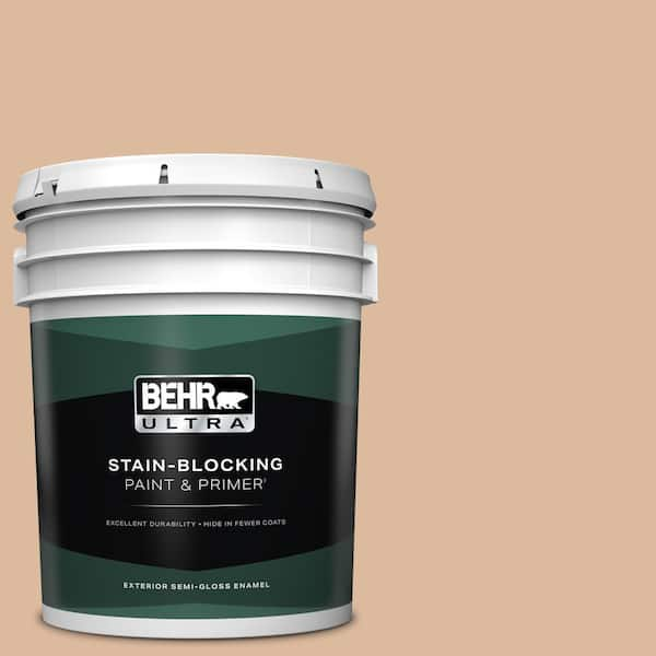 BEHR ULTRA 5 gal. #PPU3-09 Pumpkin Cream Semi-Gloss Enamel Exterior Paint & Primer