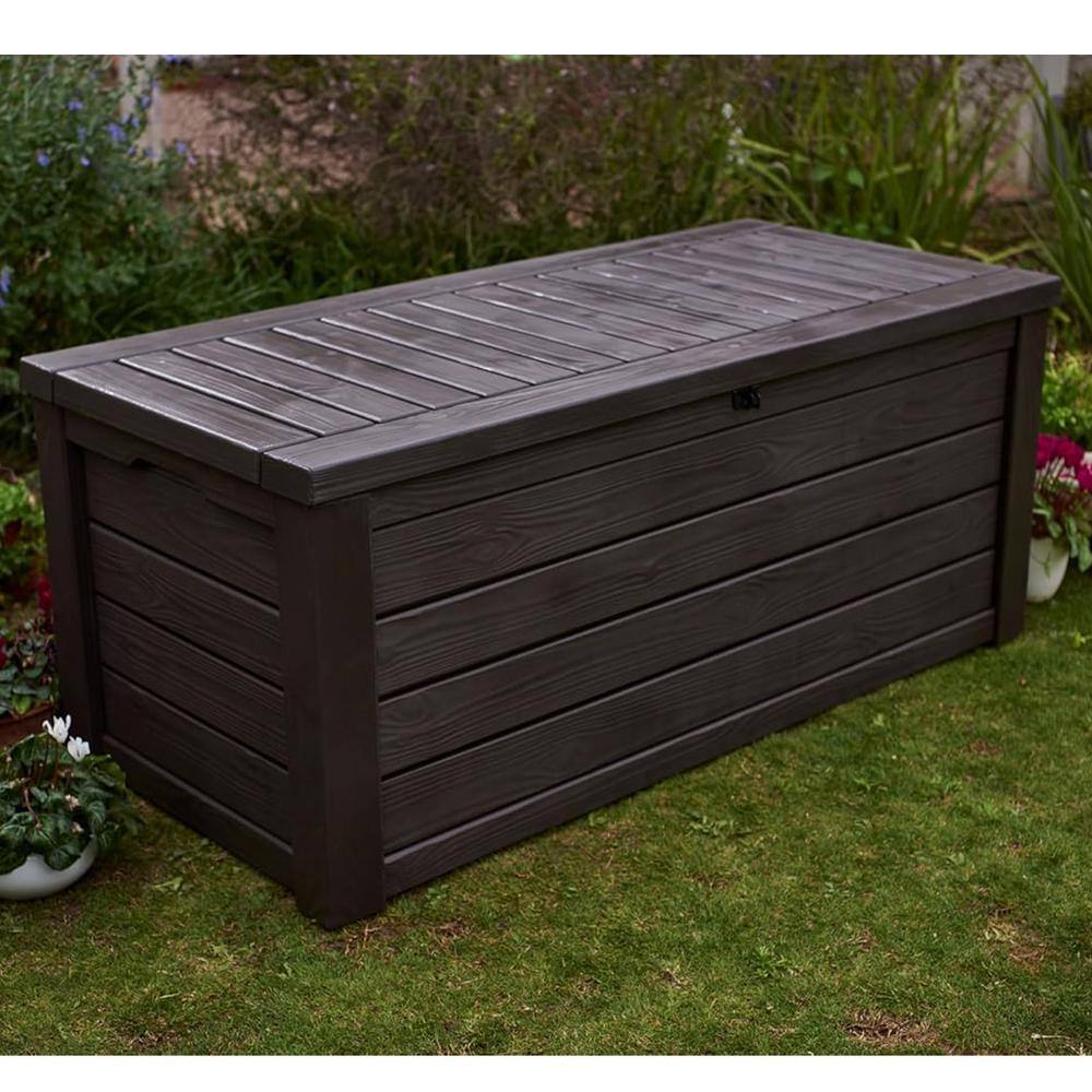Westwood Resin Wicker 150 Gallon Outdoor Storage Deck Box, Dark Brown