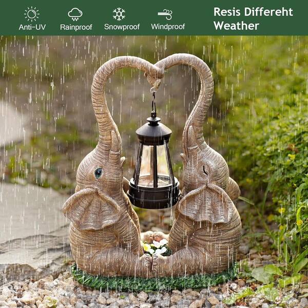 Solar Elephant Garden Statue Light – Resin Outdoor Decor With LED String Lights, Weatherproof, 6-8H Charge, 8-10H Glow