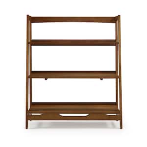 43.5 in Mid Century Modern 36 in Wide Castanho Solid Wood 3 Shelf Open Bookcase
