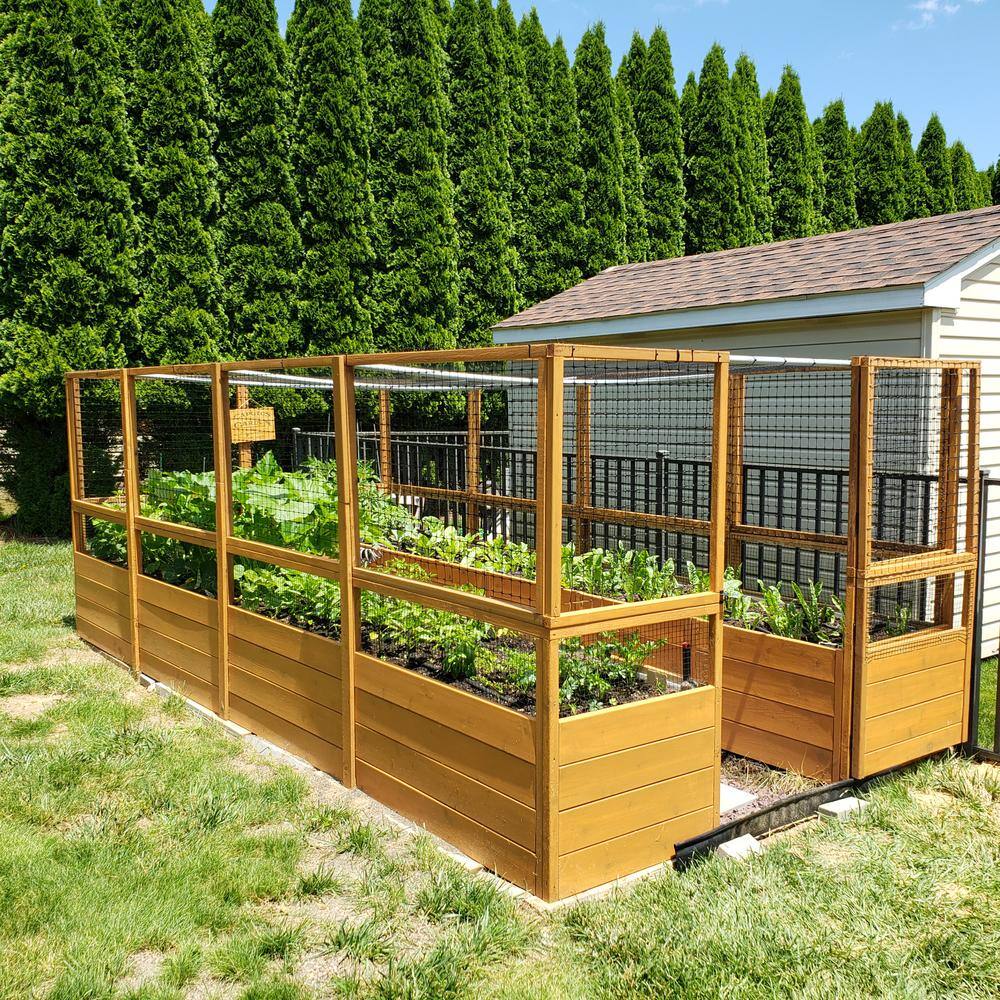 8 ft. x 16 ft. Cedar Garden Bed with Deer Fence