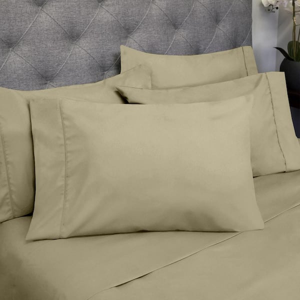 Sweet Home Collection 1500-Supreme Series 6-Piece Sage Solid Color Microfiber California King Sheet Set