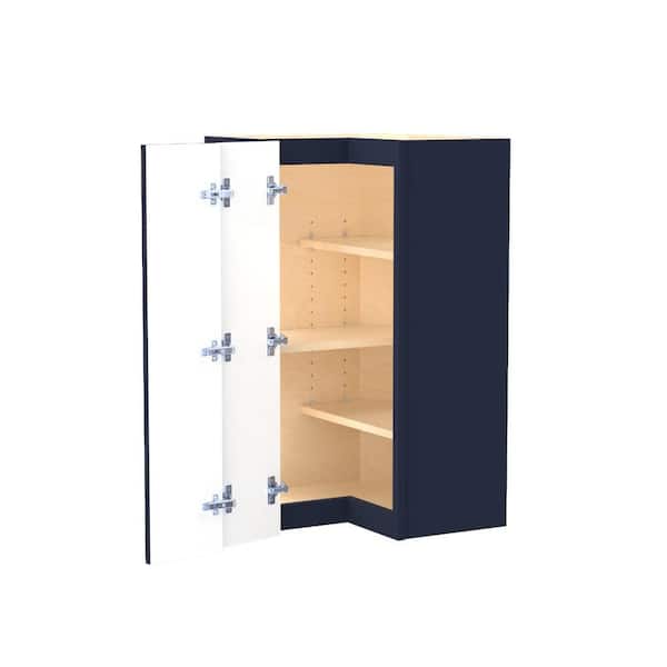 Home Decorators Collection Franklin 21 in. W x 21 in. D x 36 in. H Assembled Plywood Wall Kitchen Corner Cabinet in Vessel Blue with Shelves