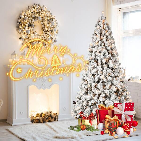 Ama pear 7 ft. Flocked Pre-Lit Christmas Tree w/ 400 UL Warm White
