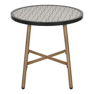 Mix and Match Round Metal Outdoor Bistro Table with Ceramic Tile Top