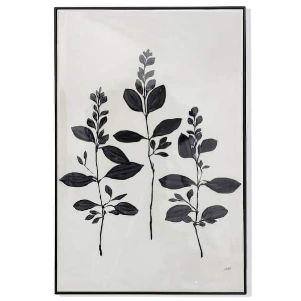 PRIVATE BRAND UNBRANDED Windmere Black Framed Double Stem Botanical Foliage Wall Art (23.75 in. W x 16 in. H)