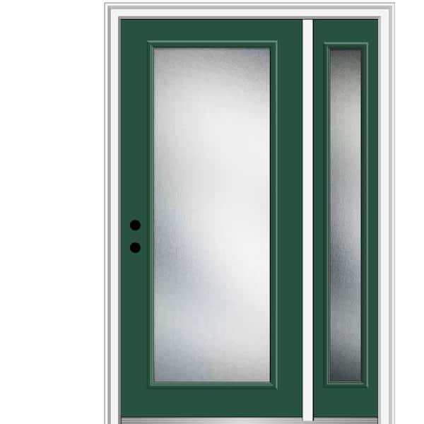 MMI Door 51 in. x 81.75 in. Micro Granite Right-Hand Inswing Full Lite Decorative Painted Fiberglass Smooth Prehung Front Door