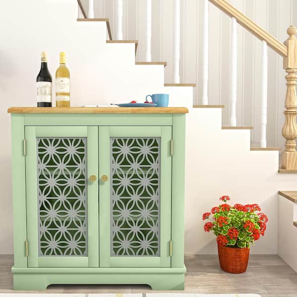FESTIVO 30 in. Rustic Green Storage Sideboard Accent Cabinet