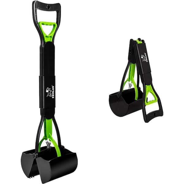 ITOPFOX 28 in. Foldable Dog Pooper Scooper for Grass and Gravel with Unbreakable Material in Green
