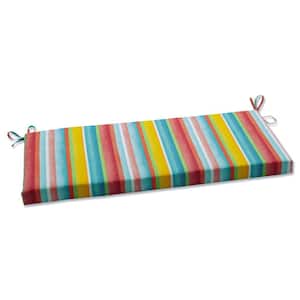 Striped Rectangular Outdoor Bench Cushion in Multi-Colored