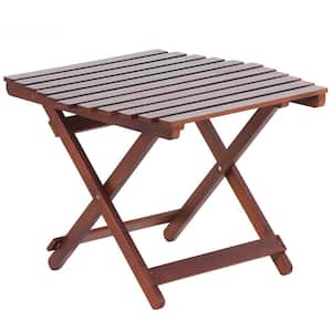 Orange Square Foldable Wood Outdoor Side Table