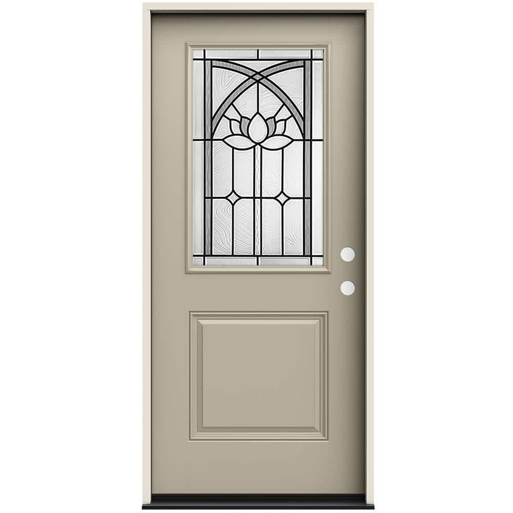 36 in. x 80 in. Left-Hand/Inswing 1/2 Lite Ardsley Decorative Glass Desert Sand Fiberglass Prehung Front Door price history on PriceWatchPro