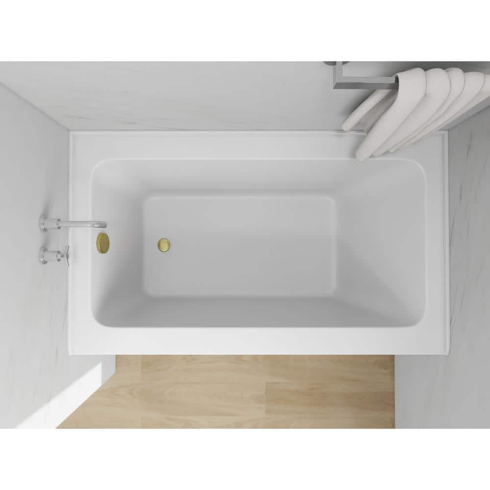 White Acrylic Alcove Skirt Bathtub with Left Drain, 54" x 32"