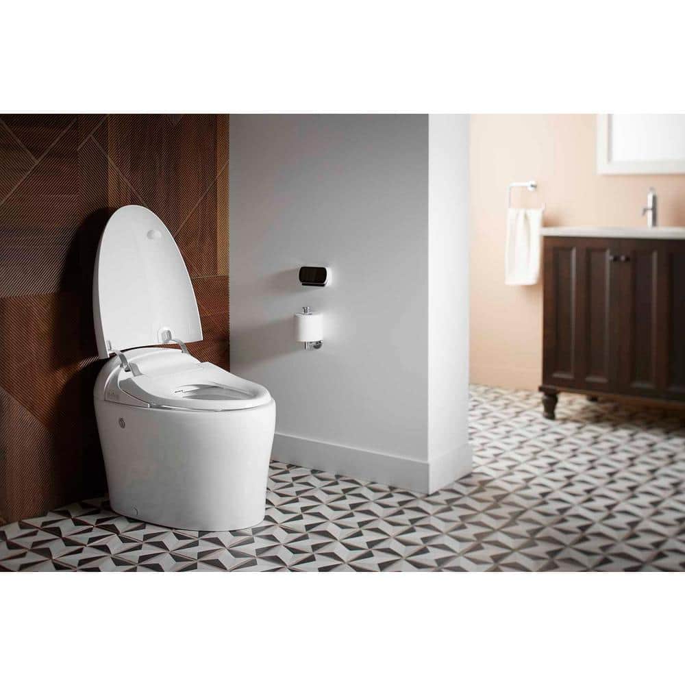 White Elongated Free Standing Dual Flush Toilet