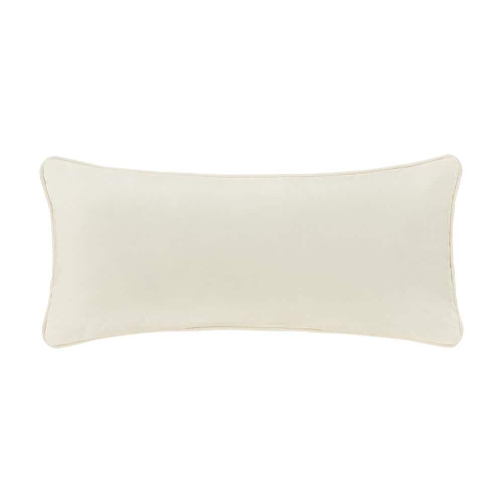 Winter White Quilted Velvet Rectangular Throw Pillow 15" x 20"