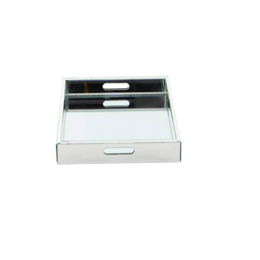 Silver Mirrored Rectangular MDF Decorative Tray