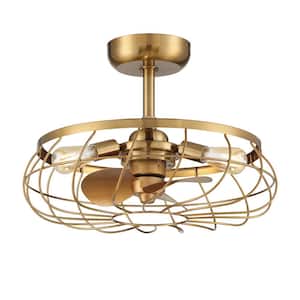 Santiago 22 in. Indoor/Outdoor Aged Brass Ceiling Fan with Dimmable Integrated LED Lights and Remote Control