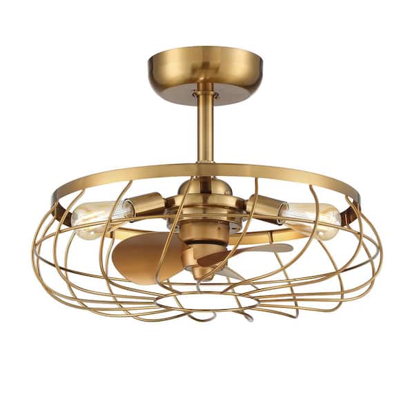 ARRANMORE LIGHTING & FANS Santiago 22 in. Indoor/Outdoor Aged Brass Ceiling Fan with Dimmable Integrated LED Lights and Remote Control