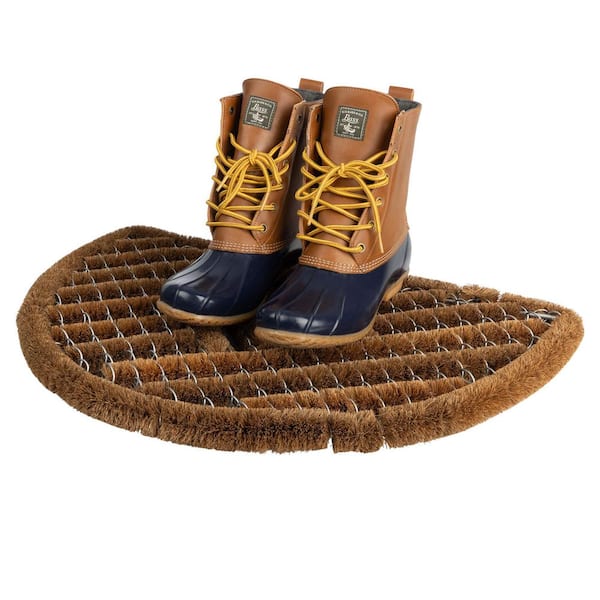 16 in. W Brown Indoor/Outdoor Half Circle Coir Doormat