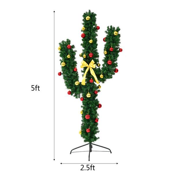 Costway 5 ft. Pre-Lit Cactus Artificial Christmas Tree with