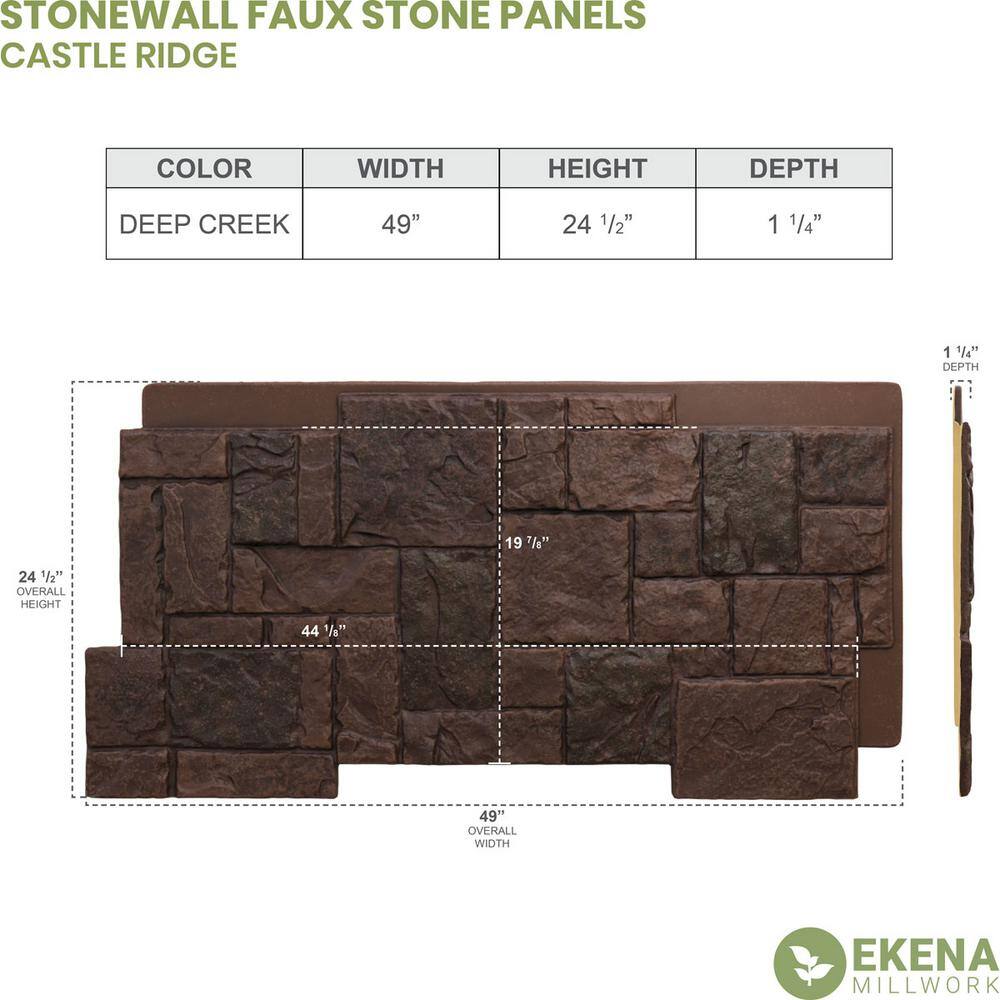 Deep Creek Castle Rock Faux Stone Siding Panel, 49" x 24.5"