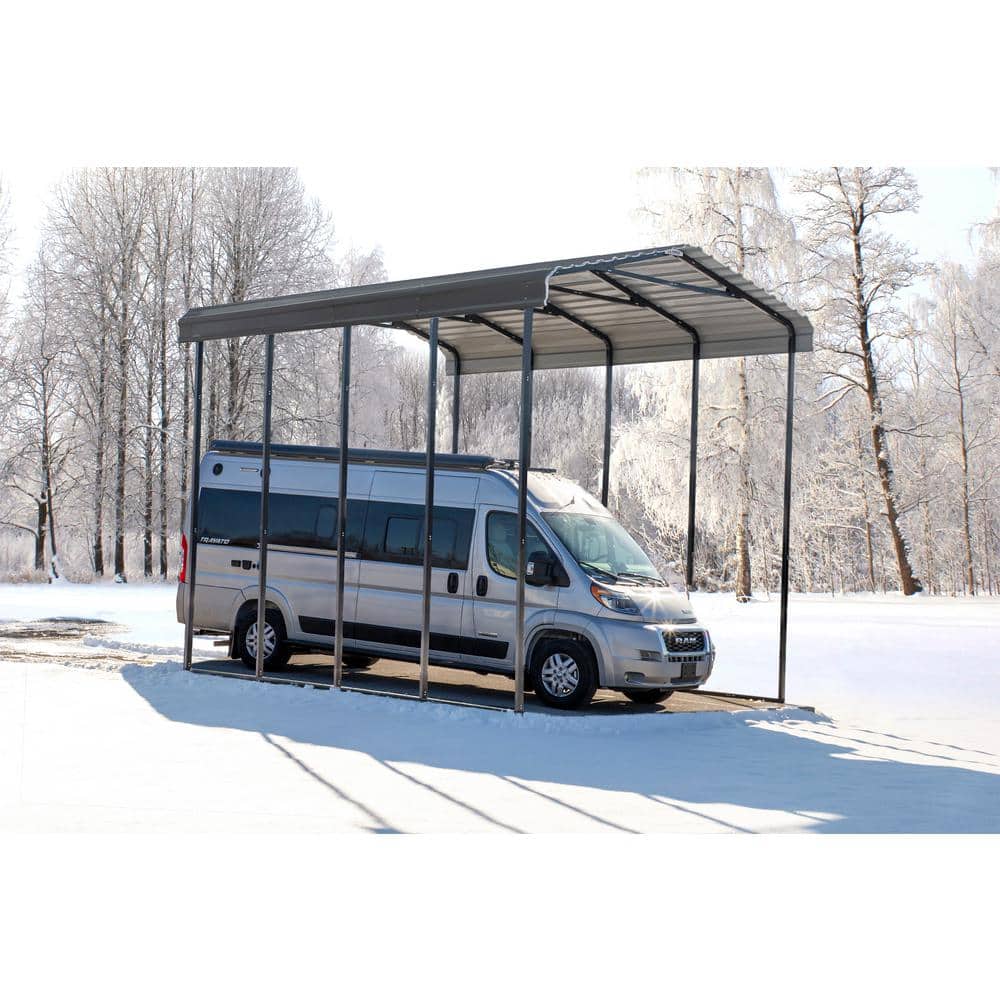 Charcoal Galvanized Steel RV Carport Kit, 14' x 20' x 14'