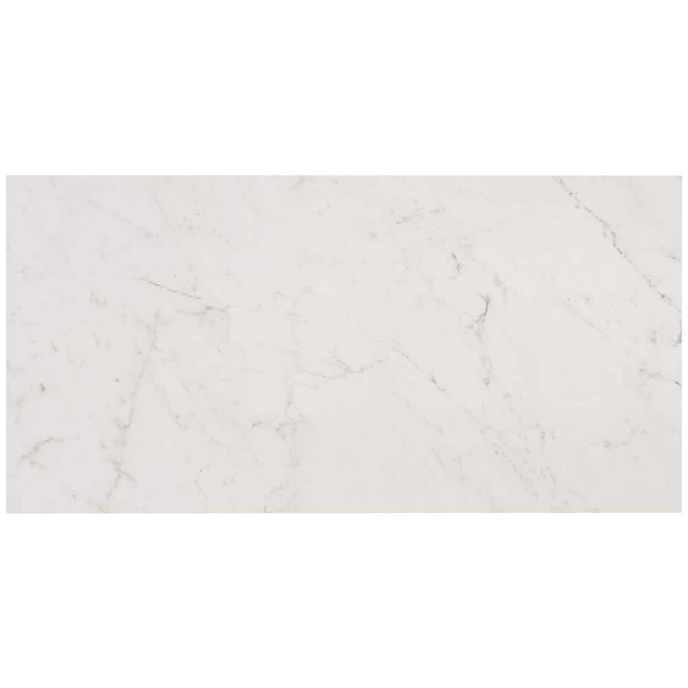 Saroshi Carrara Giola 12" x 24" Polished Marble Look Porcelain Tile