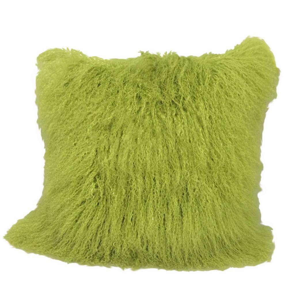 green fluffy pillows