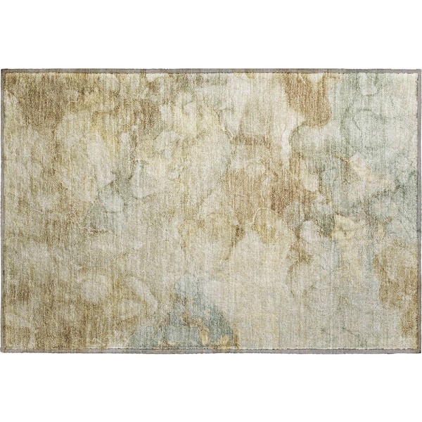 Mayfield Premium Machine Washable Abstract AMF2018 Beige 2 ft. x 3 ft. Accent Rug