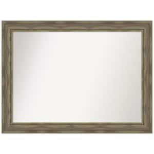 Alexandria Greywash 44 in. x 33 in. Non-Beveled Rustic Rectangle Wood Framed Wall Mirror in Gray