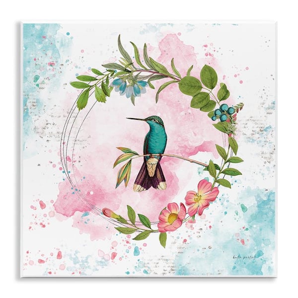Stupell Industries Delicate Hummingbird Wreath by Katie Pertiet Unframed Animal Graphic Art Print 12 in. x 12 in.
