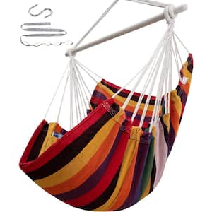4 ft. Hanging Hammock Chair Rope Swing for Outdoor Patio, Bedroom, Porch, Deck(Rainbow Colors)
