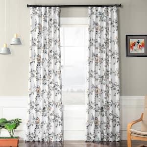 Antique Elm Floral Rod Pocket Room Darkening Curtain - 50 in. W x 108 in. L (1 Panel)